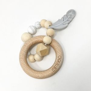 Feather wood & silicone beads rattle